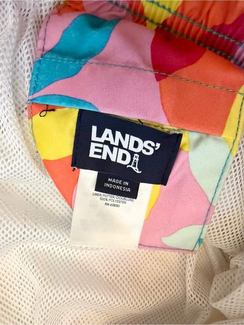 Lands' End Floral Print Volley Swim Trunk‎ Mens XL Tropical Colorful Vacation